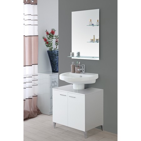 2 - Mobile sottolavabo Stella 70cm in nobilitato melaminico bianco lucido