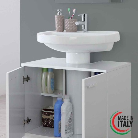 2 - Mobile sottolavabo Stella 70cm in nobilitato melaminico bianco lucido