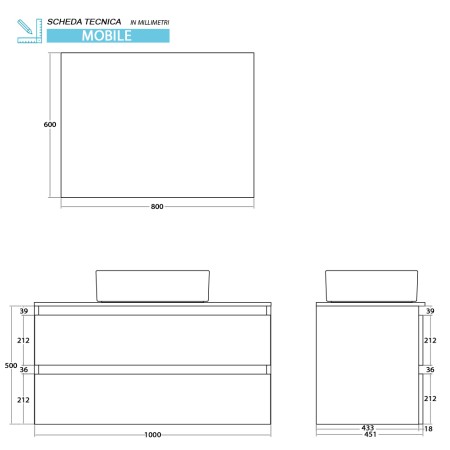 5 - MOBILE SOSPESO 2 CAS 100CM CANALETTO/OXID C/CIOTOLA LINEA REVITAL