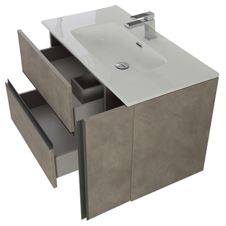 4 - Composizione bagno Oxid 90cm in nobilitato melaminico beton cenere