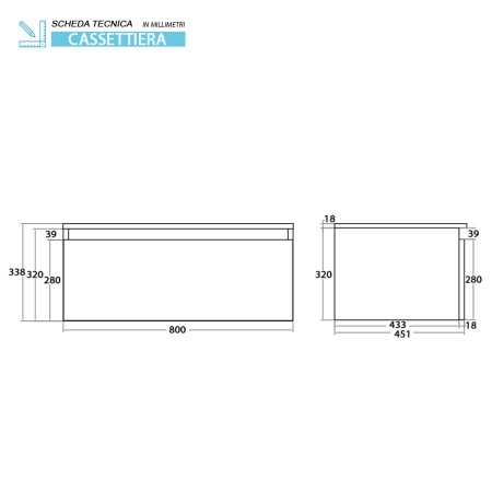 2 - Cassettone Revital 80cm in nobilitato melaminico noce canaletto