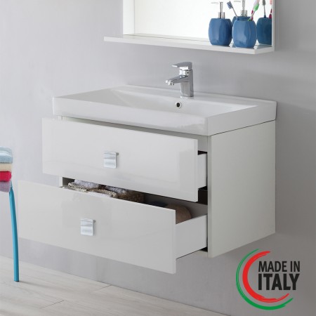 1 - Composizione bagno sospesa Bravo75 bianco laccato