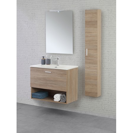 2 - Composizione bagno Greta 80cm in nobilitato melaminico rovere di tropea