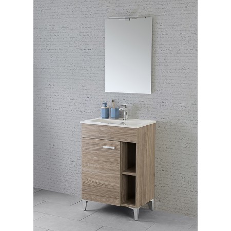 2 - Composizione bagno da terra Greta 60cm in nobilitato melaminico rovere di tropea