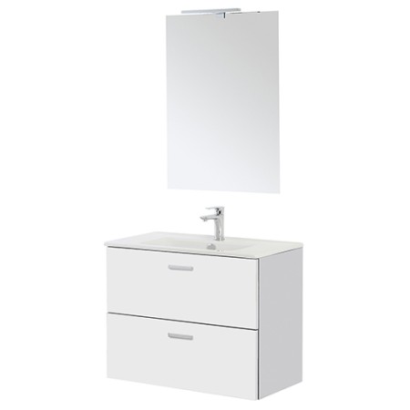 2 - Composizione bagno Greta 80cm in nobilitato melaminico bianco lucido