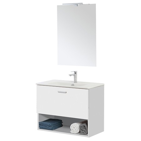 2 - Composizione bagno Greta 80cm in nobilitato melaminico bianco lucido