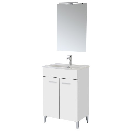 2 - Composizione bagno da terra Greta 60cm in nobilitato melaminico bianco lucido