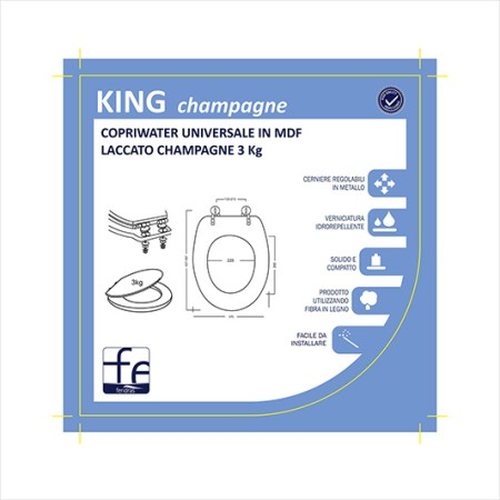 2 - Copriwater universale 18 in mdf laccato champagne King