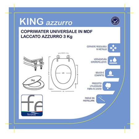 2 - Copriwater universale 18 in mdf laccato azzurro King