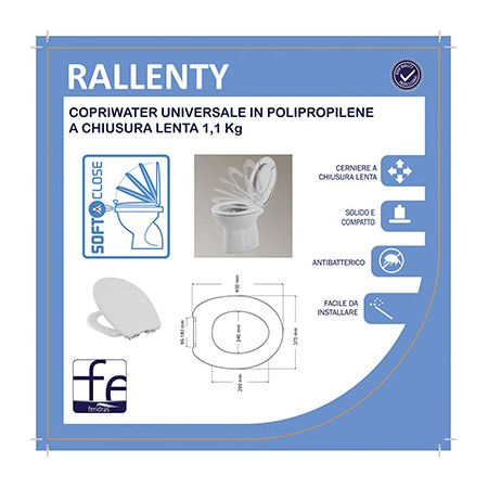 2 - Copriwater universale in polipropilene a chiusura lenta Rallenty