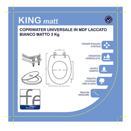 2 - Copriwater universale 18 in mdf laccato opaco bianco King