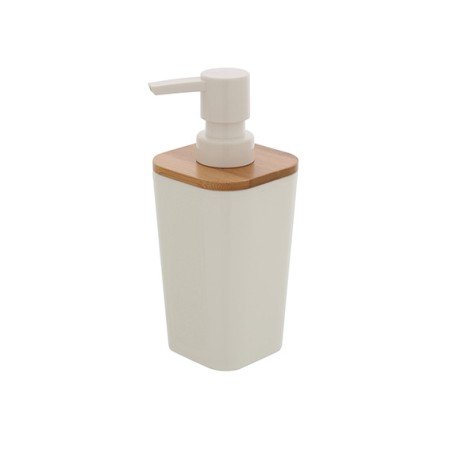 2 - Dispenser sapone in plastica PS e bamboo bianco linea Bamboo