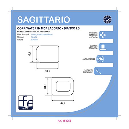 2 - Copriwater in mdf laccato bianco Sagittario