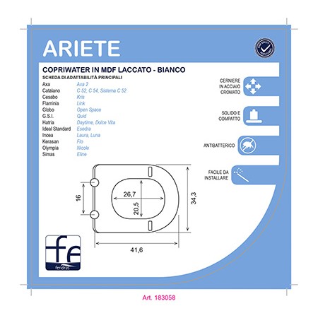 2 - Copriwater in mdf laccato bianco Ariete