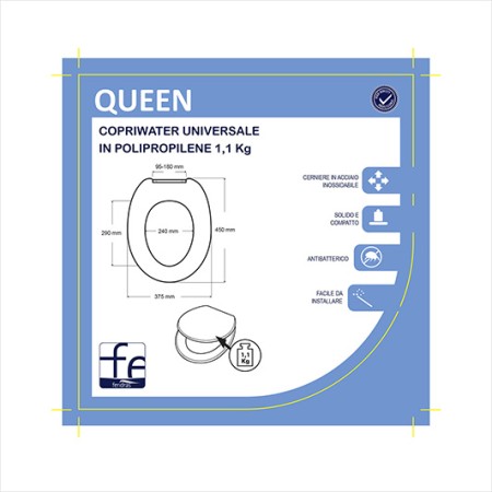 2 - Copriwater universale 18 antibatterico in polipropilene Queen