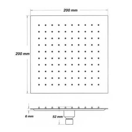 4 - Soffione quadrato platinum 20 x 20 cm