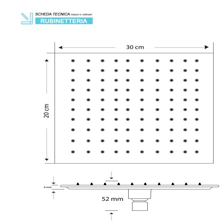 4 - Soffione quadrato platinum 30 x 20 cm