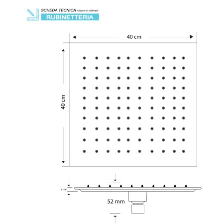 4 - Soffione quadrato platinum 40 x 40 cm