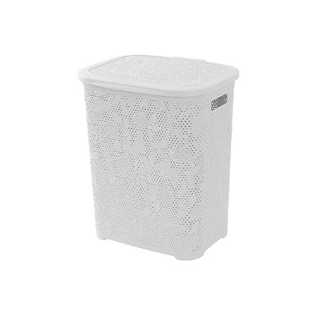 2 - Portabiancheria in plastica 50Lt bianco Flower