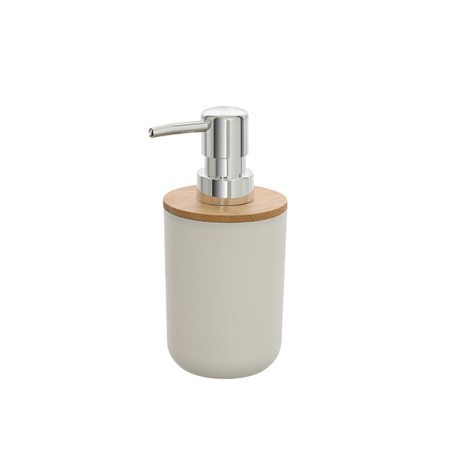 2 - Dispenser sapone in plastica e bamboo bianco linea Florida