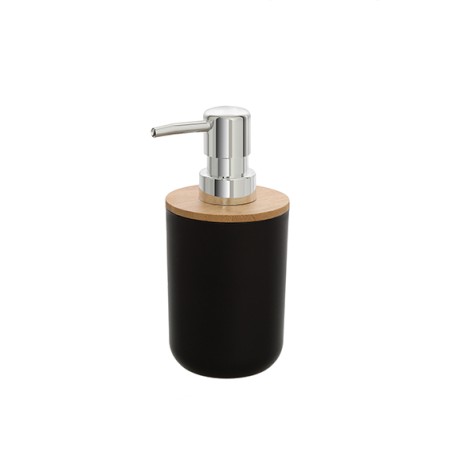 2 - Dispenser sapone in plastica e bamboo nero linea Florida