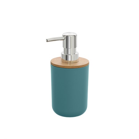 2 - Dispenser sapone in plastica e bamboo acqua marina linea Florida