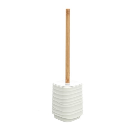 2 - Portascopino in plastica ABS e bamboo bianco linea Alabama