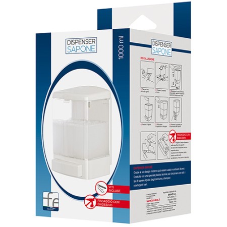 1 - Dispenser da muro in plastica 1000 ml - bianco linea Service