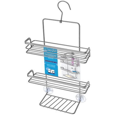 2 - Mensola rettangolare tre ripiani con gancio doccia linea Linda 2.0