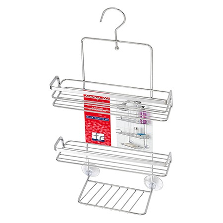 2 - Mensola rettangolare tre ripiani e gancio doccia linea Francy 2.0