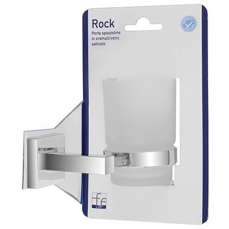 2 - Porta spazzolino cromall e vtreo satinato linea Rock