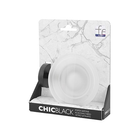 2 - Porta sapone in acciaio nero e vetro satinato linea Chic Black