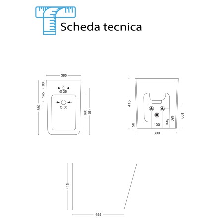 2 - Bidet Linea Q in ceramica da terra