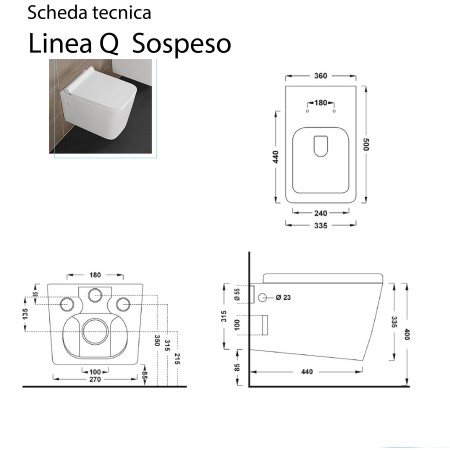 2 - Vaso Linea Q in ceramica sospeso