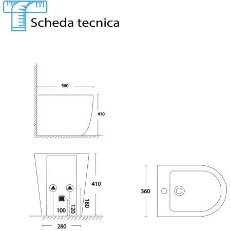 2 - Bidet Linea Spin in ceramica bianco lucido