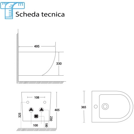 2 - Bidet Linea Spin in ceramica sospeso