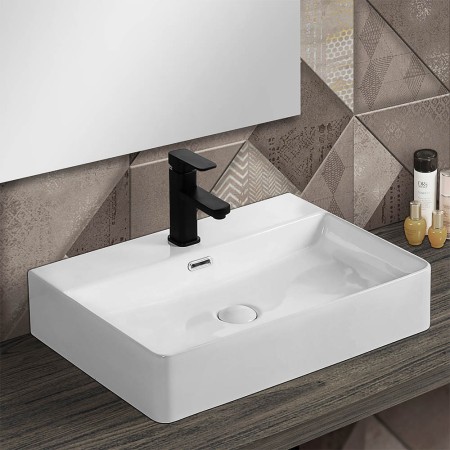 2 - Lavabo in ceramica da appoggio e sospeso L60cm