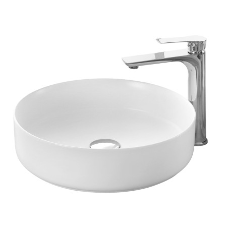 2 - Lavabo da appoggio bianco opaco in ceramica dia40cm