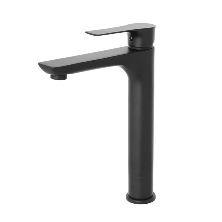 2 - Miscelatore lavabo alto nero opaco serie Flat