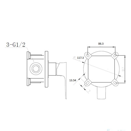 2 - Miscelatore doccia ad incasso nero opaco serie Flat