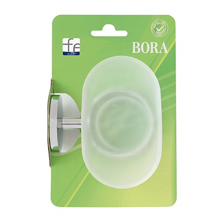 2 - PORTA SAPONE CROMO/VETRO SATINATO SERIE BORA